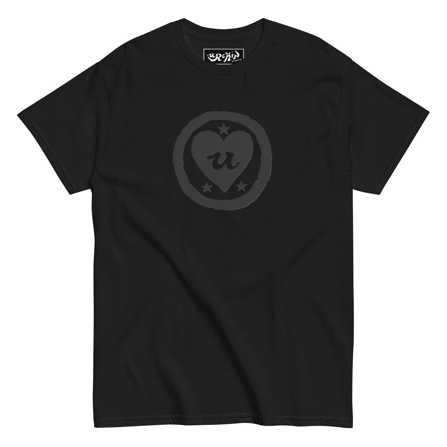 URCHIN-'LOVE U' Black Logo. Unisex Cotton T Shirt. Choice of Colours. Choice of Sizes.