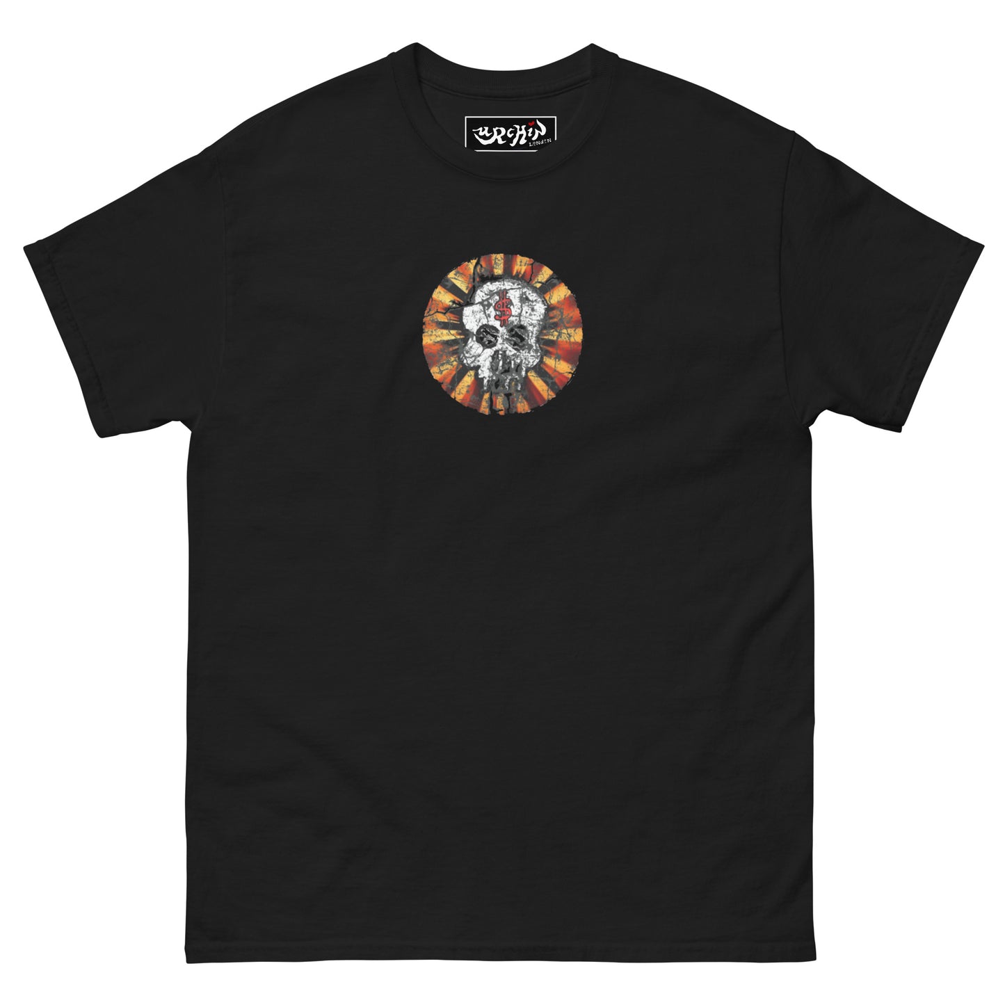 URCHIN -'DOLLAR SKULL' Cotton T Shirt. Choice of Dark Colours. Unisex.