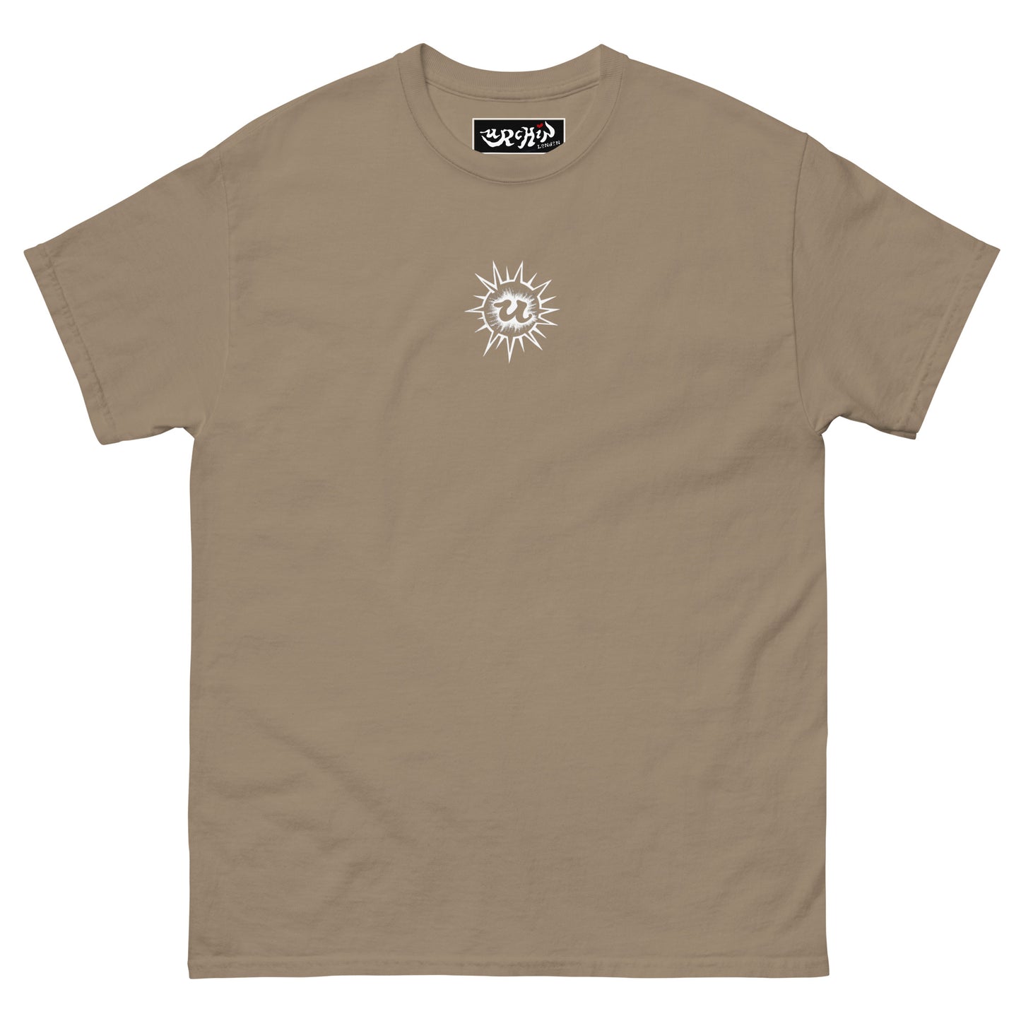 URCHIN-'U URCHIN' Original Urchin 1996 White Logo. Cotton T Shirt. Choice of Colours. Unisex