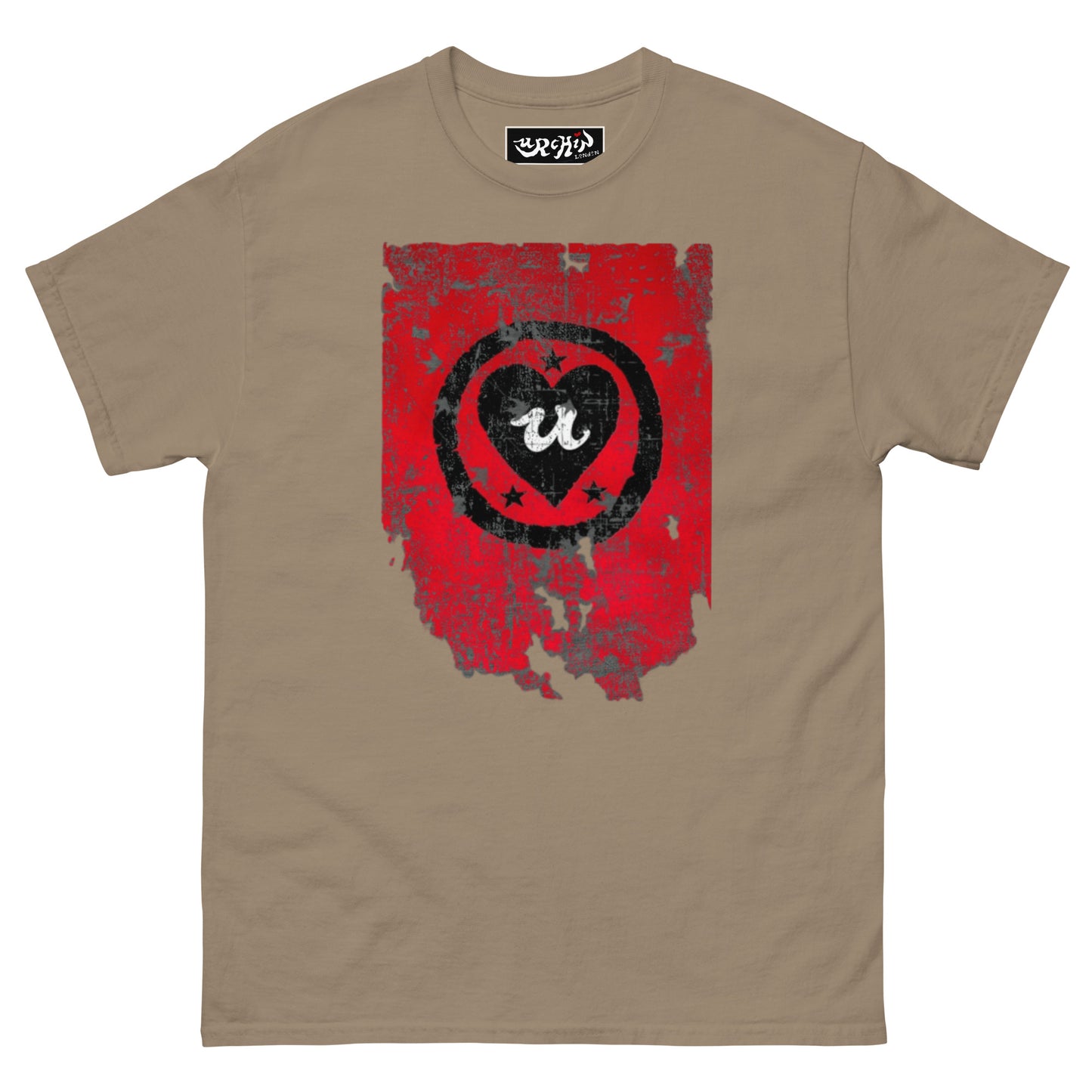 URCHIN Clothes -'LOVE U' Black on Red- Old Poster. Cotton T Shirt. Choice of Colours. Unisex.