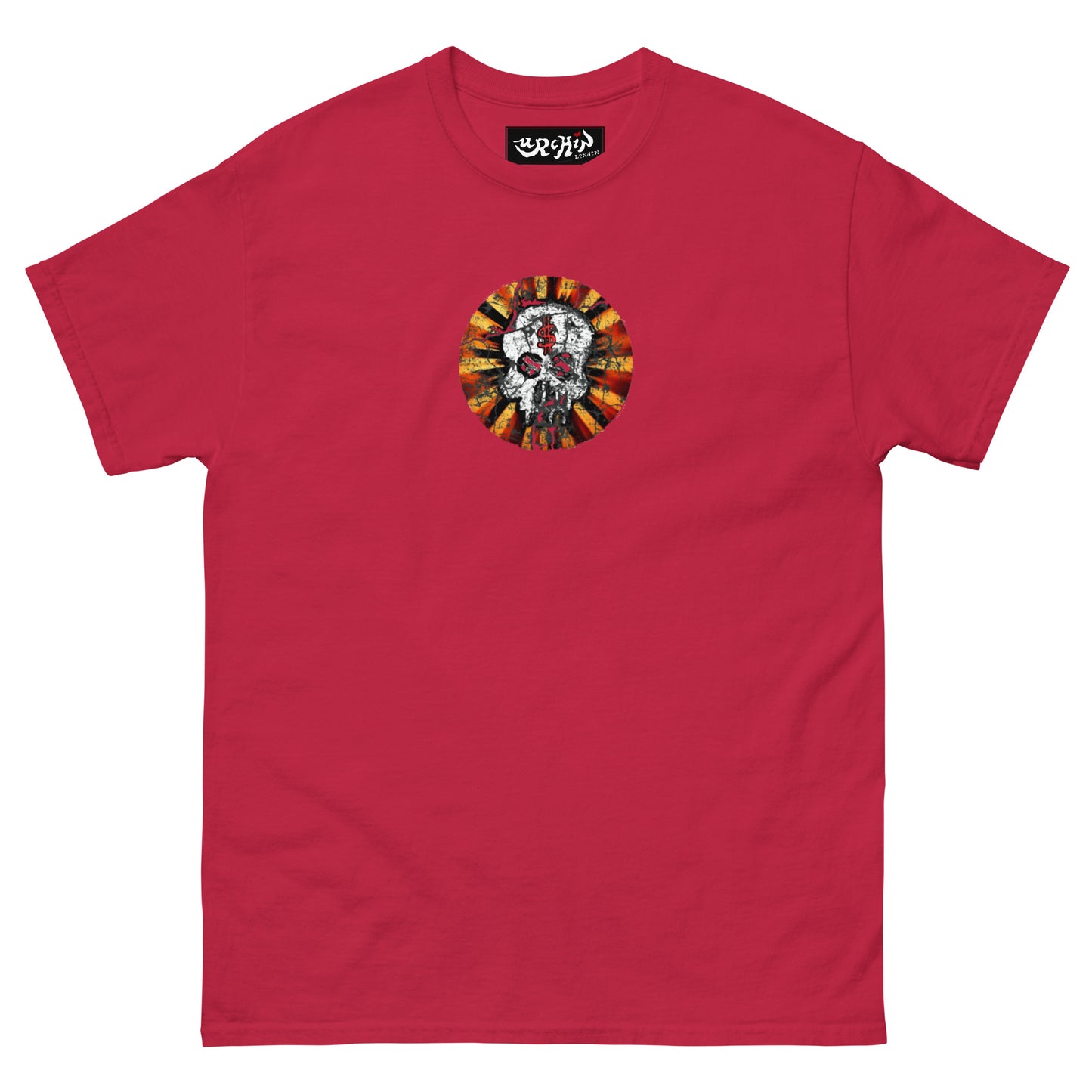 URCHIN -'DOLLAR SKULL' Cotton T Shirt. Choice of Dark Colours. Unisex.
