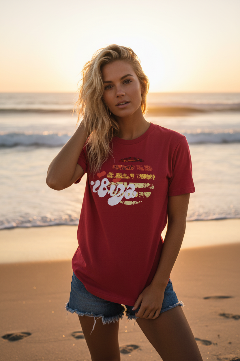 URCHIN 'Urchin Sun' Retro Look. Distressed. Unisex T Shirt. Dark Colours.