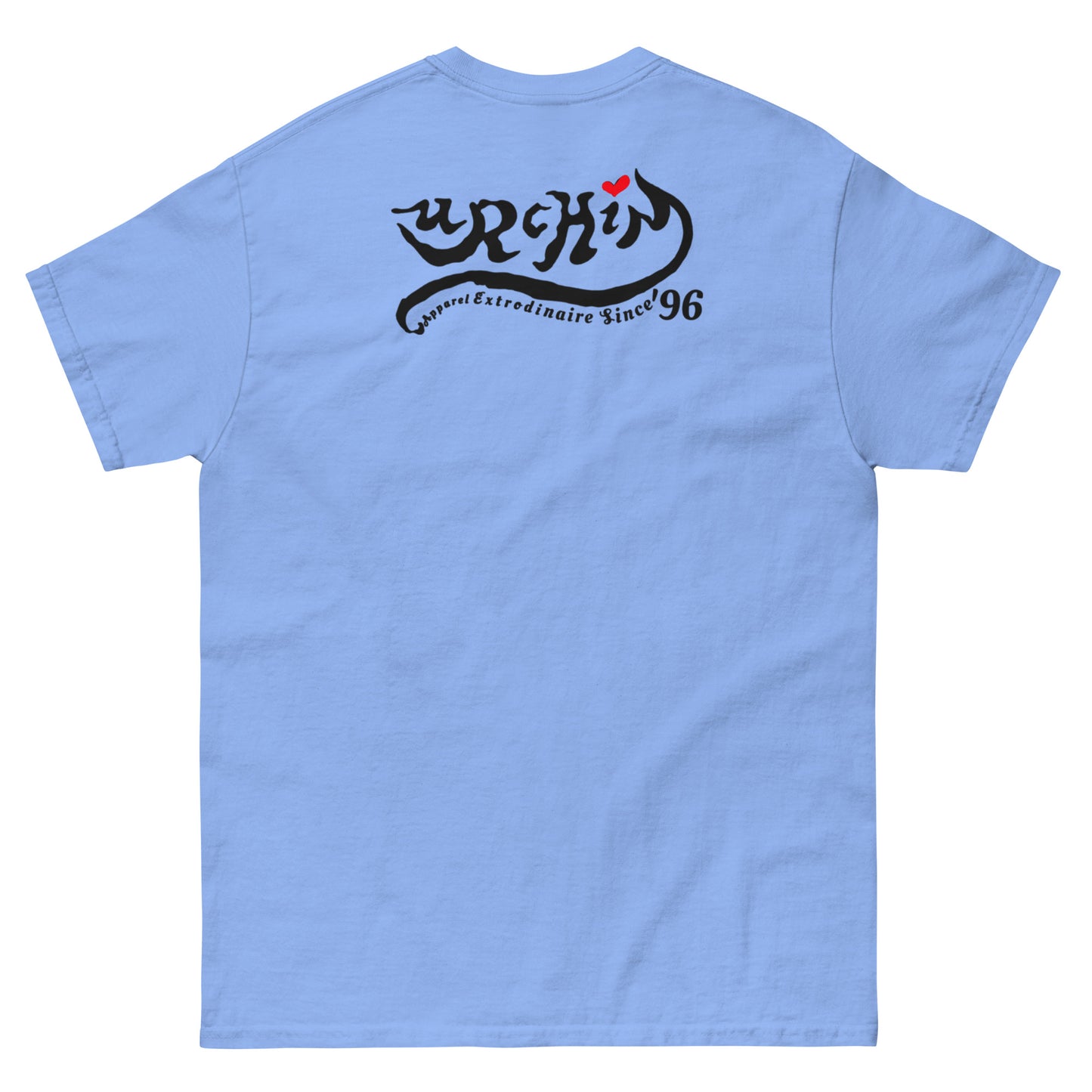 URCHIN Clothes -'LOVE U' Cream on Blue- Old Poster. Cotton T Shirt. Choice of Colours. Unisex.