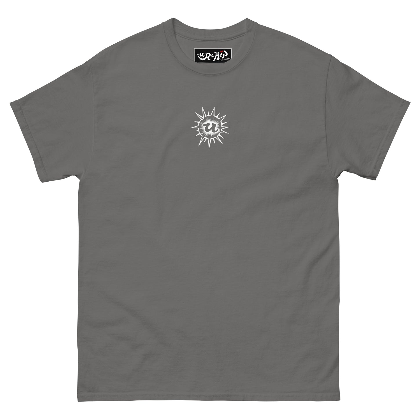 URCHIN-'U URCHIN' Original Urchin 1996 White Logo. Cotton T Shirt. Choice of Colours. Unisex