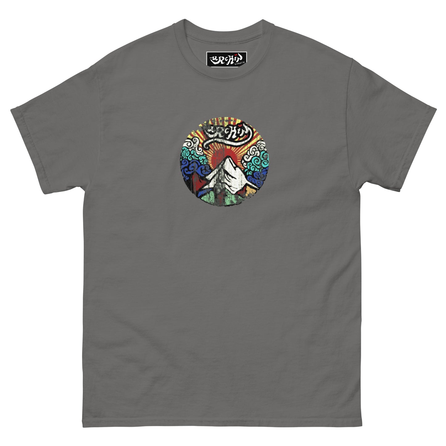 URCHIN -'Mountain Sunrise' Urchin Logo. Cotton T Shirt. Choice of Colours. Unisex.