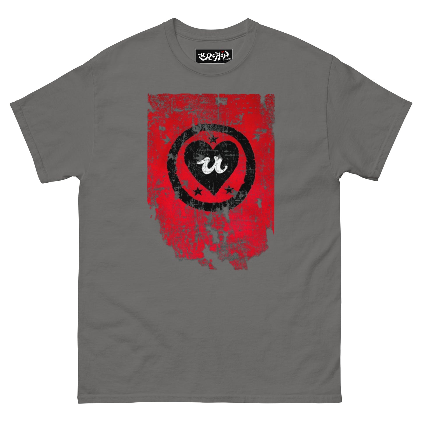 URCHIN Clothes -'LOVE U' Black on Red- Old Poster. Cotton T Shirt. Choice of Colours. Unisex.