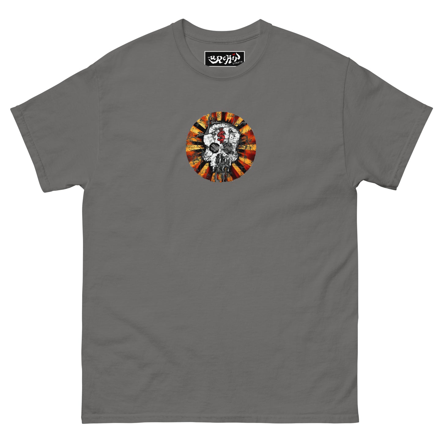 URCHIN -'DOLLAR SKULL' Cotton T Shirt. Choice of Dark Colours. Unisex.