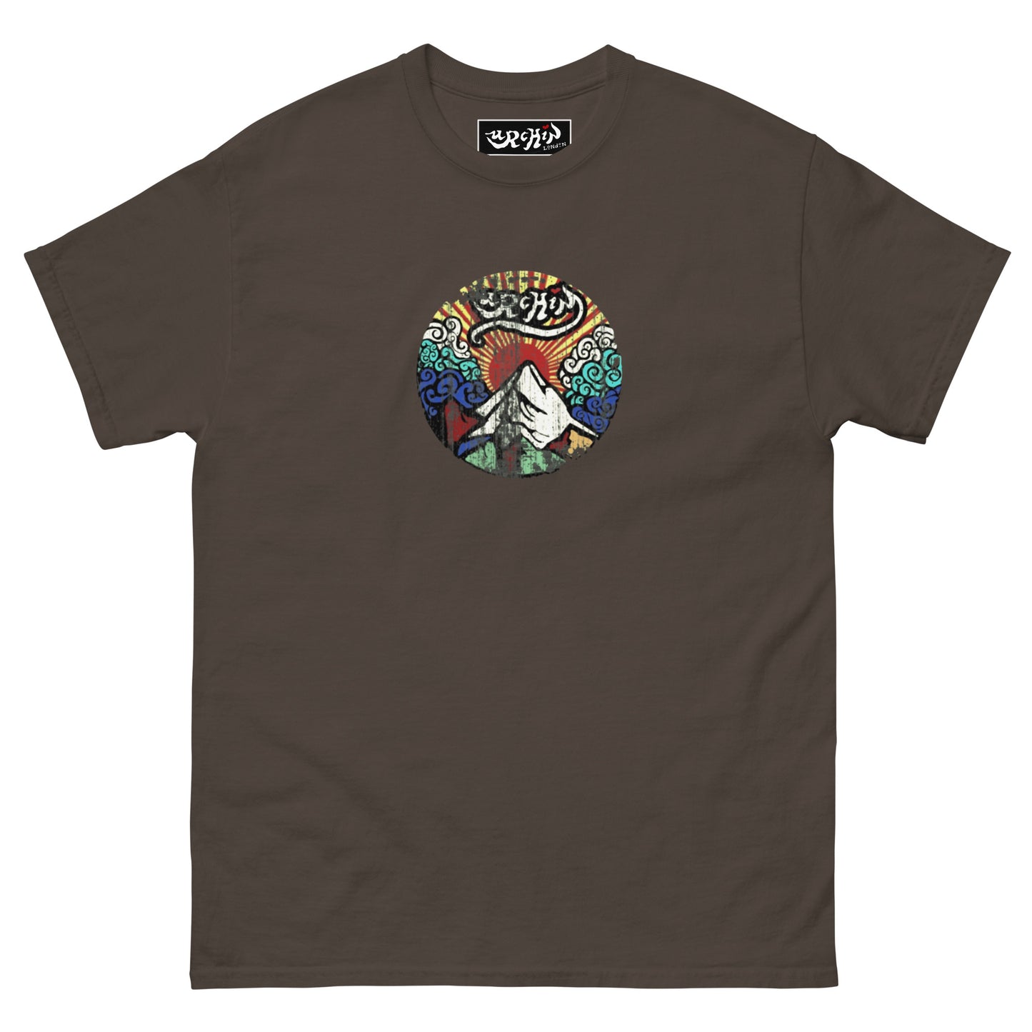URCHIN -'Mountain Sunrise' Urchin Logo. Cotton T Shirt. Choice of Colours. Unisex.