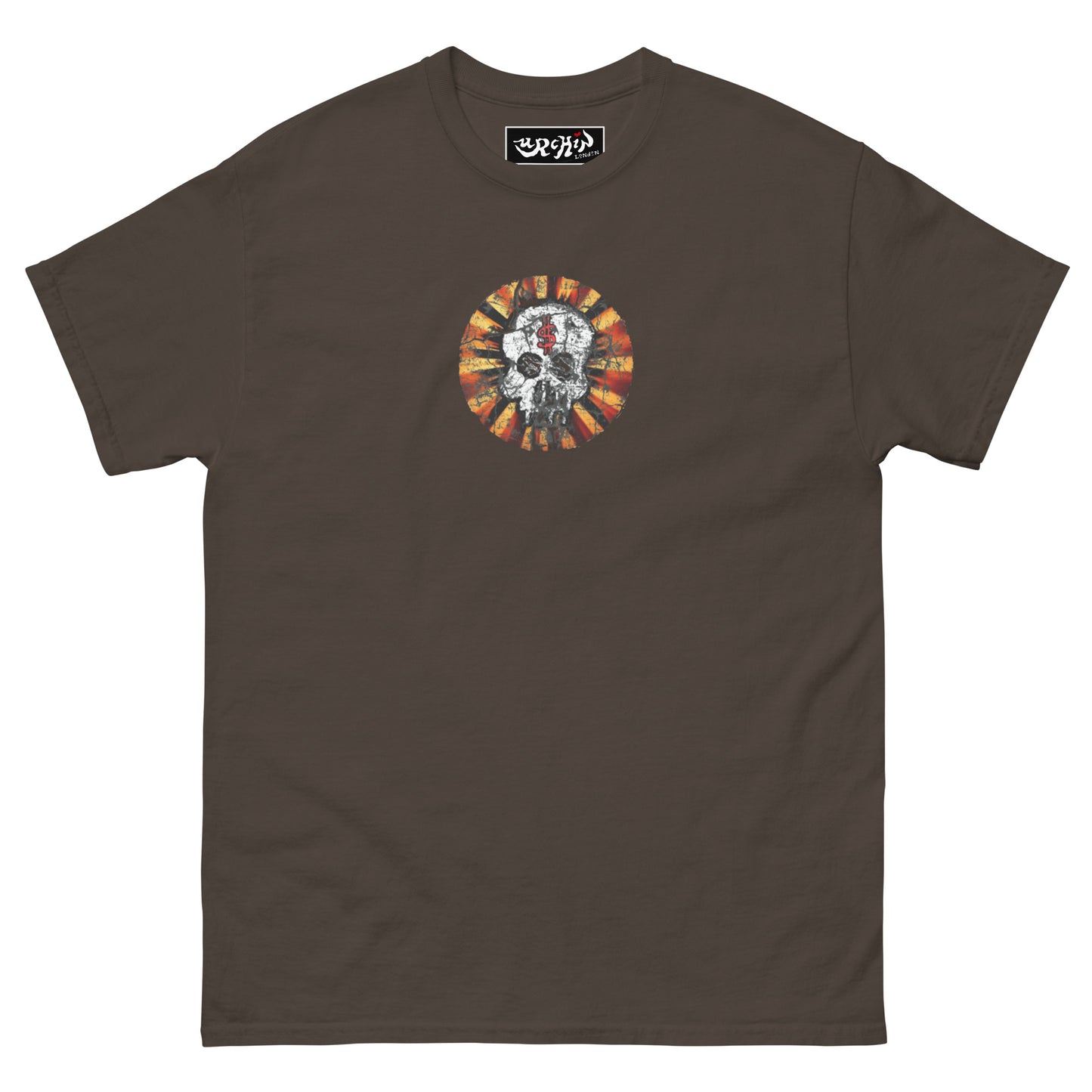 URCHIN -'DOLLAR SKULL' Cotton T Shirt. Choice of Dark Colours. Unisex.