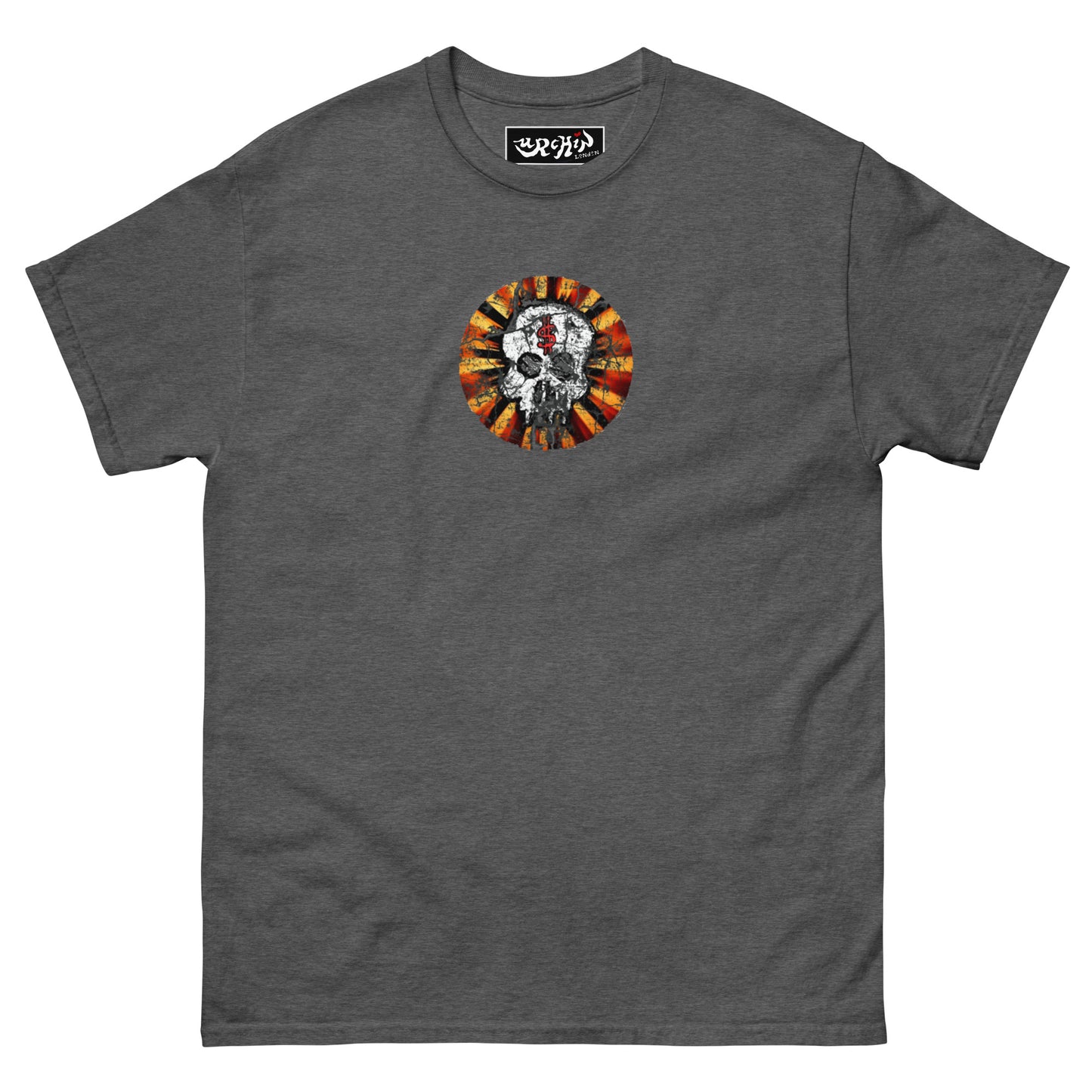 URCHIN -'DOLLAR SKULL' Cotton T Shirt. Choice of Dark Colours. Unisex.