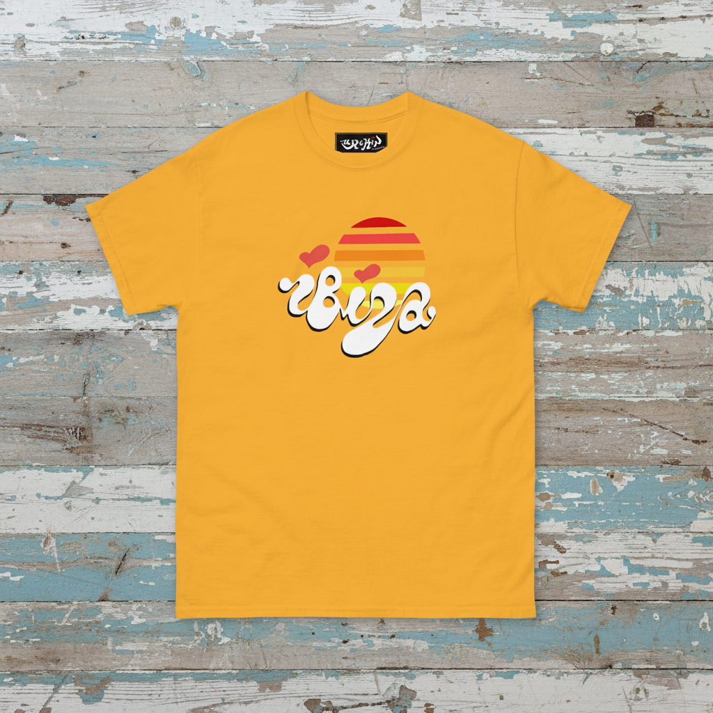 URCHIN 'Urchin Sun' 'Pure' Style. Retro Look. Unisex T Shirt. Light Colours.
