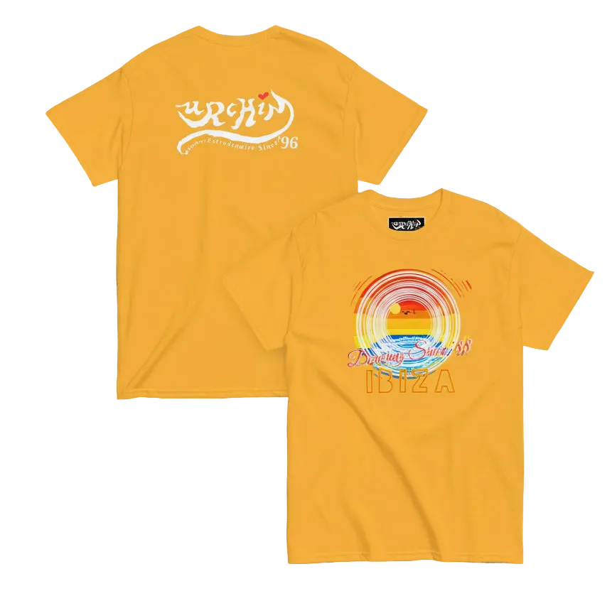 URCHIN 'Ibiza Sunset Spin' Unisex T Shirt. Dark Colours