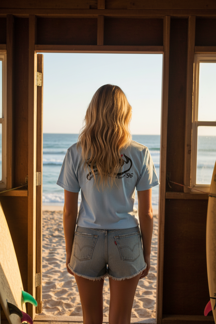 URCHIN -'SURFER SUNRISE'. Round. Cotton T Shirt. Choice of Colours. Unisex.