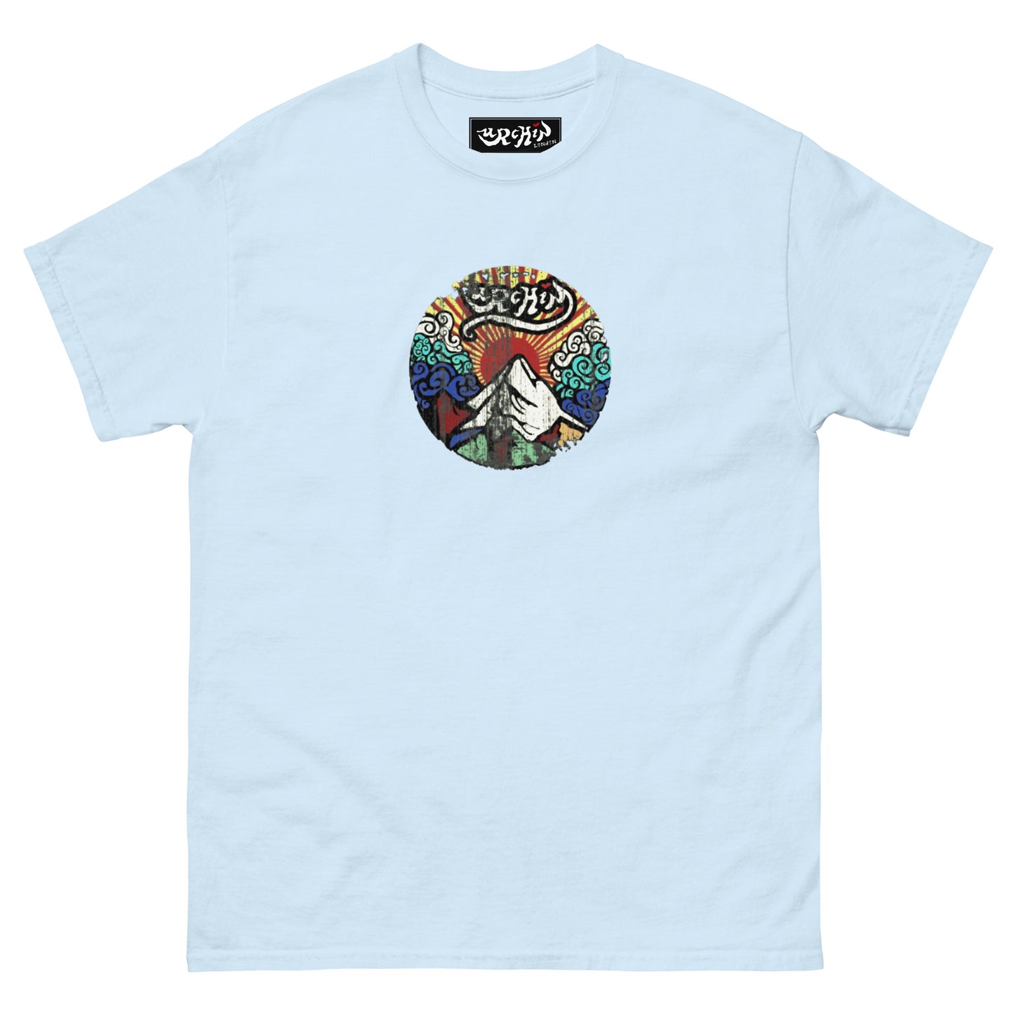 URCHIN -'Mountain Sunrise' Urchin Logo. Cotton T Shirt. Choice of Colours. Unisex.