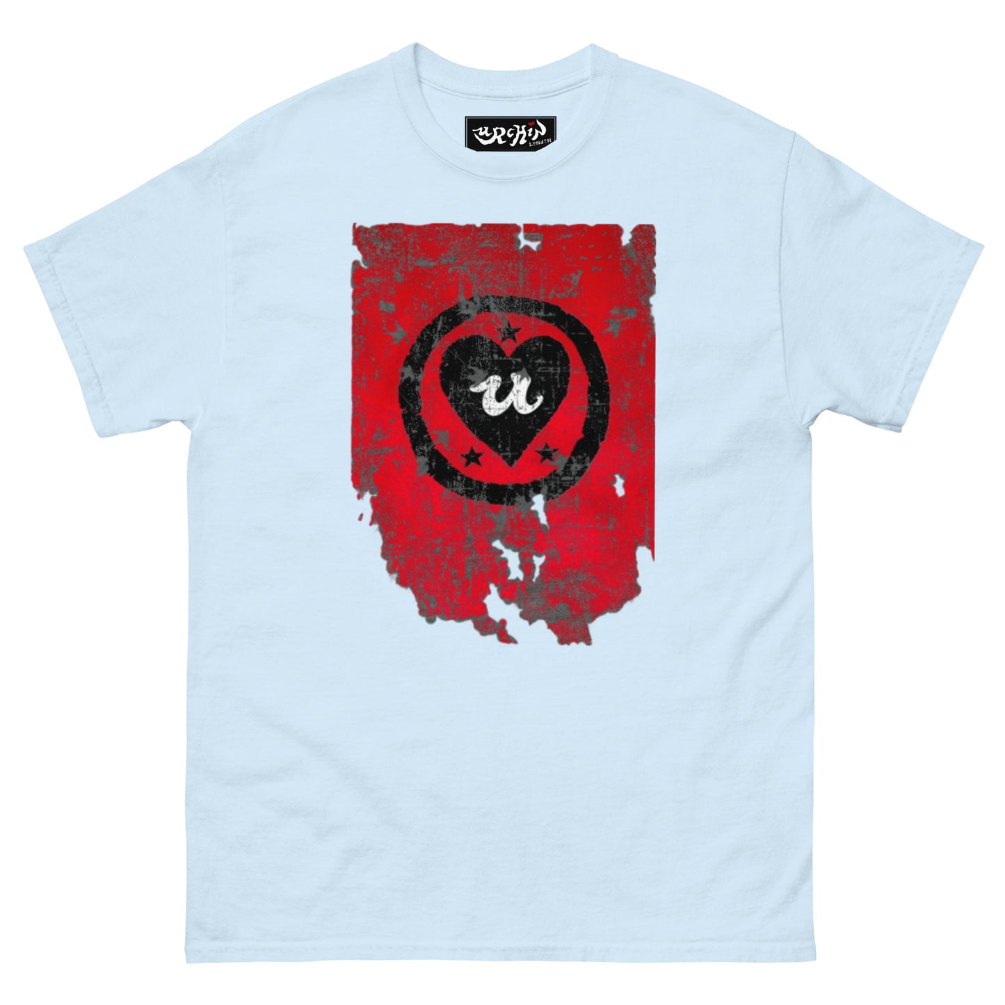 URCHIN Clothes -'LOVE U' Black on Red- Old Poster. Cotton T Shirt. Choice of Colours. Unisex.