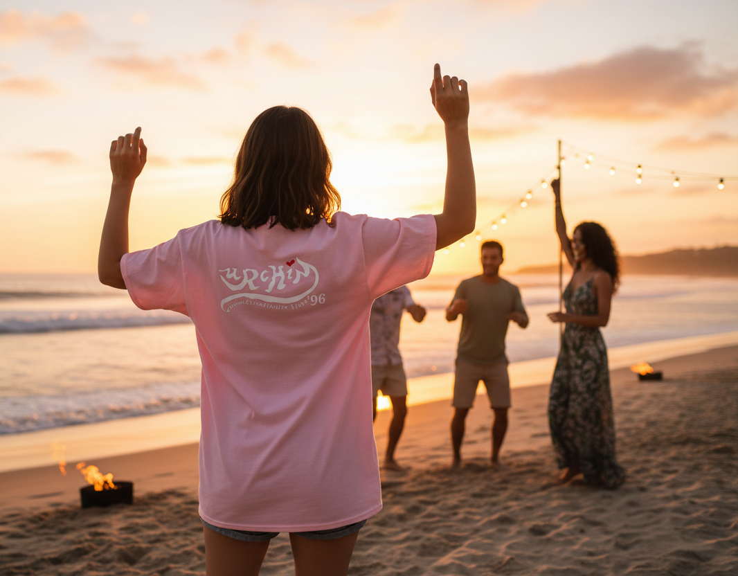 URCHIN-'LOVE U' Unisex T Shirt. Pink.