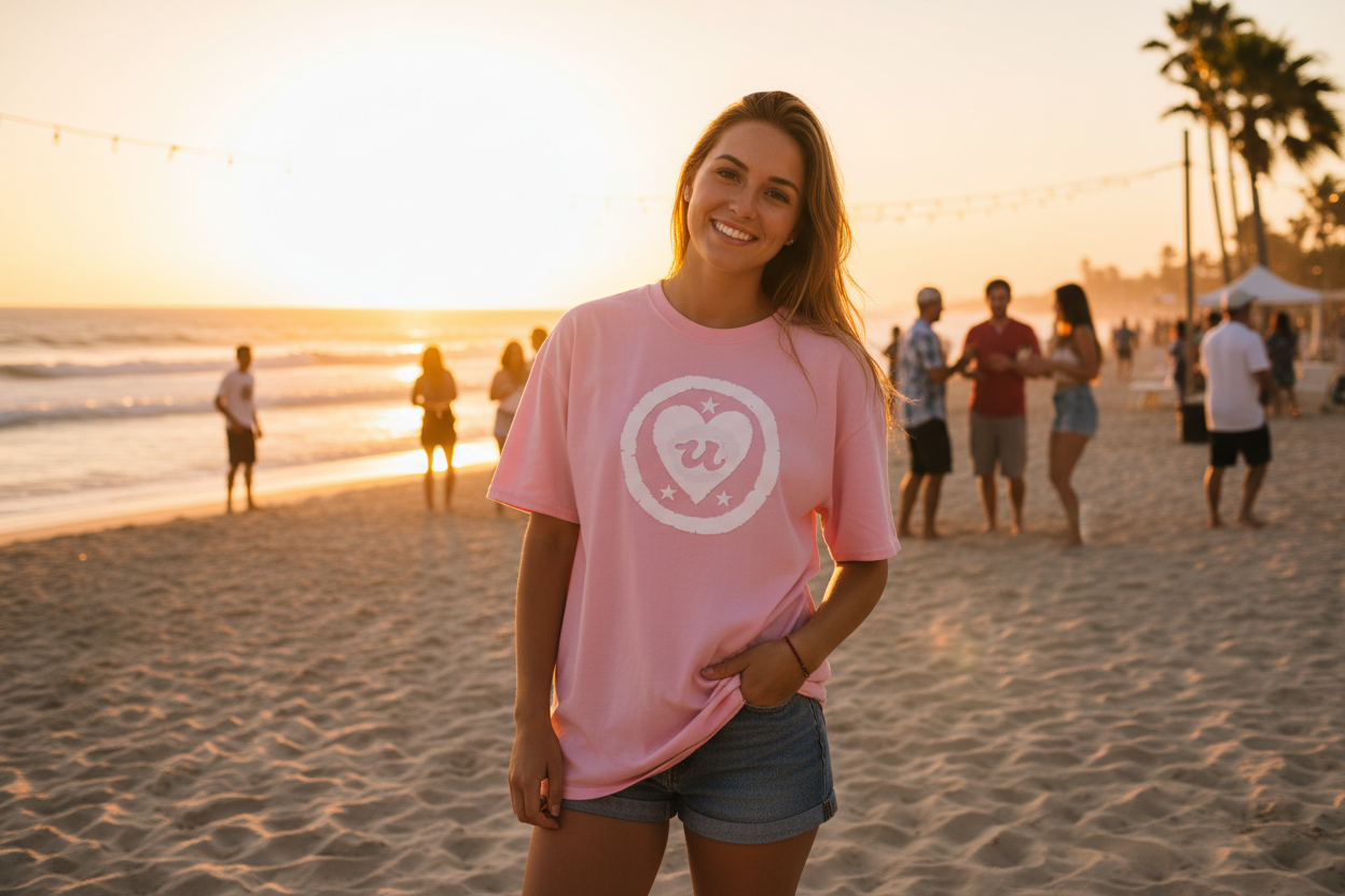 URCHIN-'LOVE U' Unisex T Shirt. Pink.
