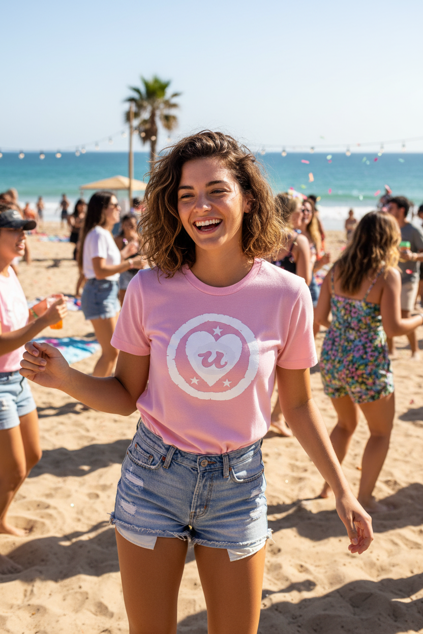 URCHIN-'LOVE U' Unisex T Shirt. Pink.