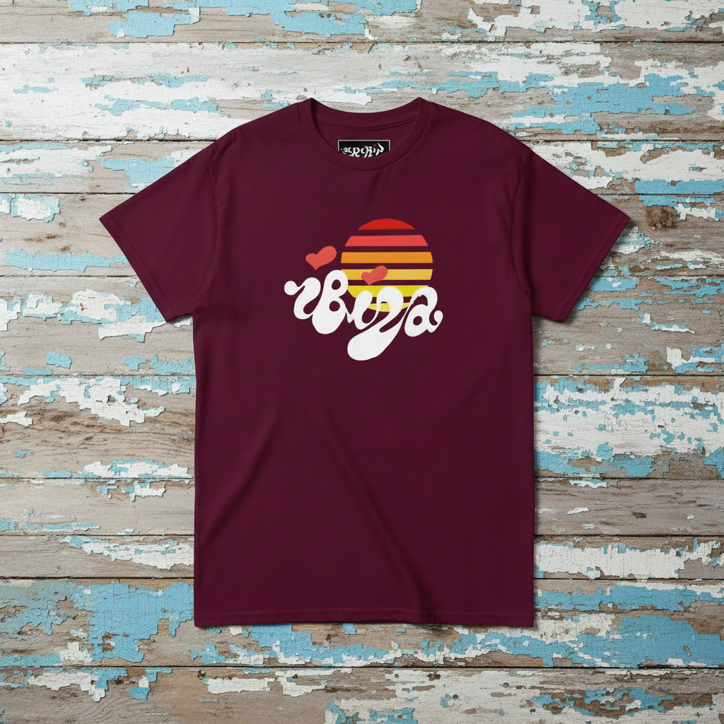 URCHIN 'Urchin Sun' 'Pure' Style. Retro Look. Unisex T Shirt. Dark Colours.