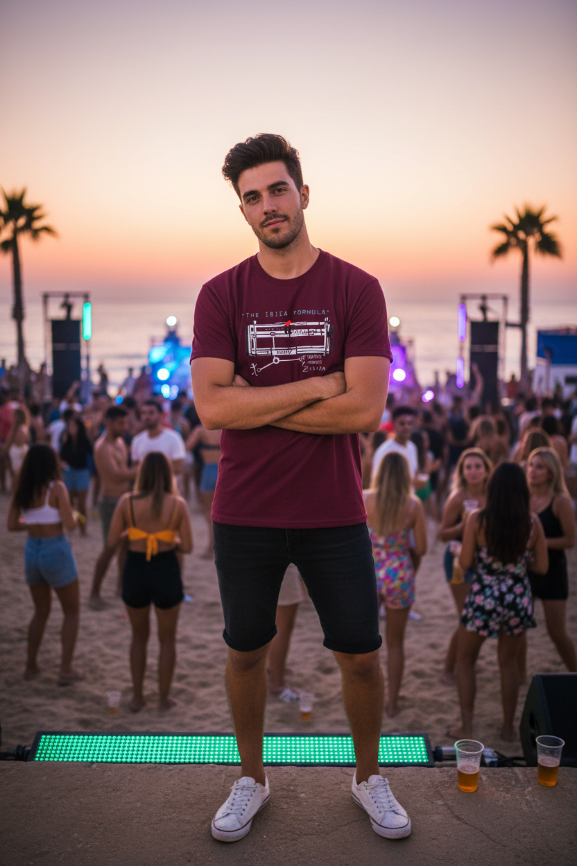 URCHIN 'IBIZA FORMULA' Unisex T Shirt. Dark Colours.