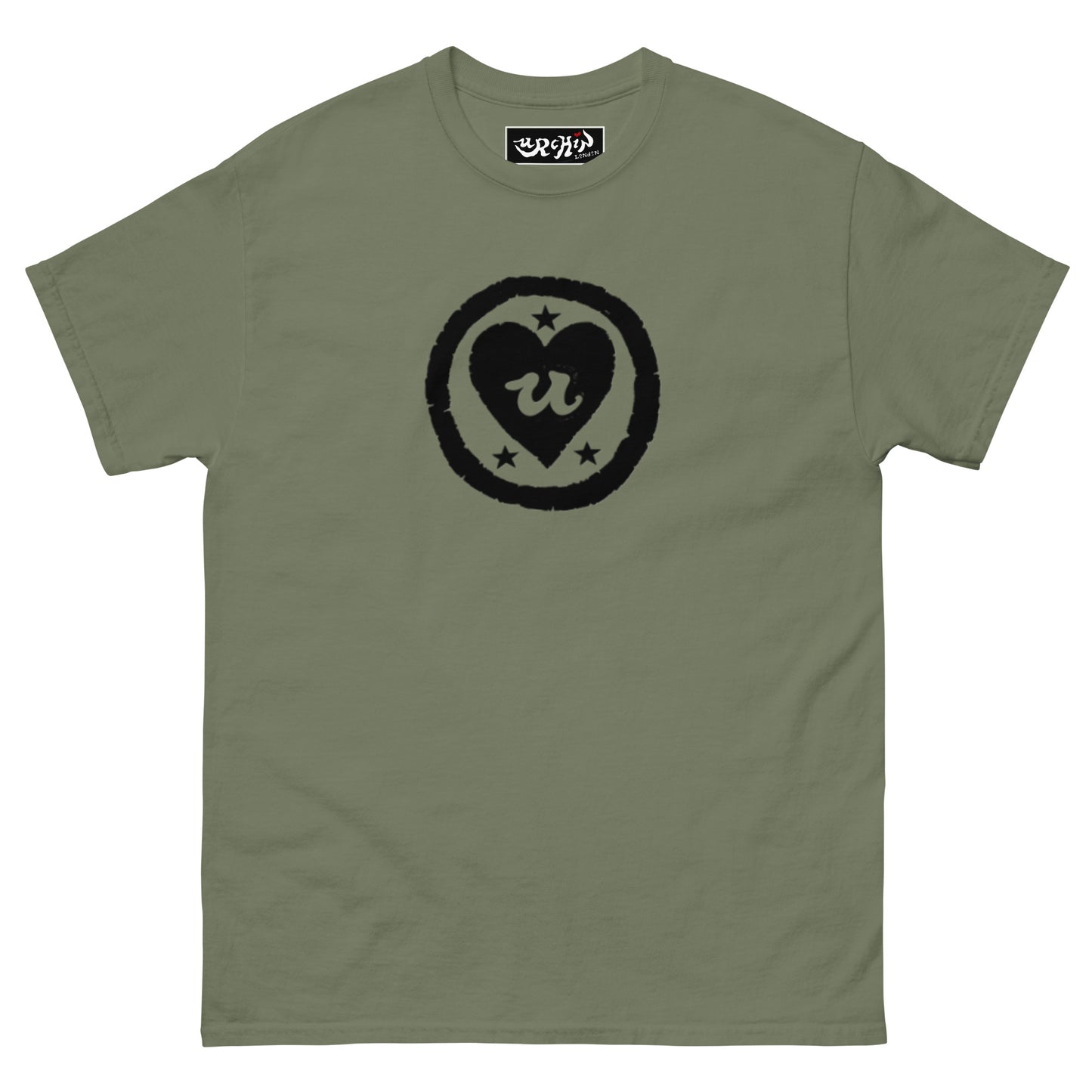 URCHIN-'LOVE U' Black Logo. Unisex Cotton T Shirt. Choice of Colours. Choice of Sizes.
