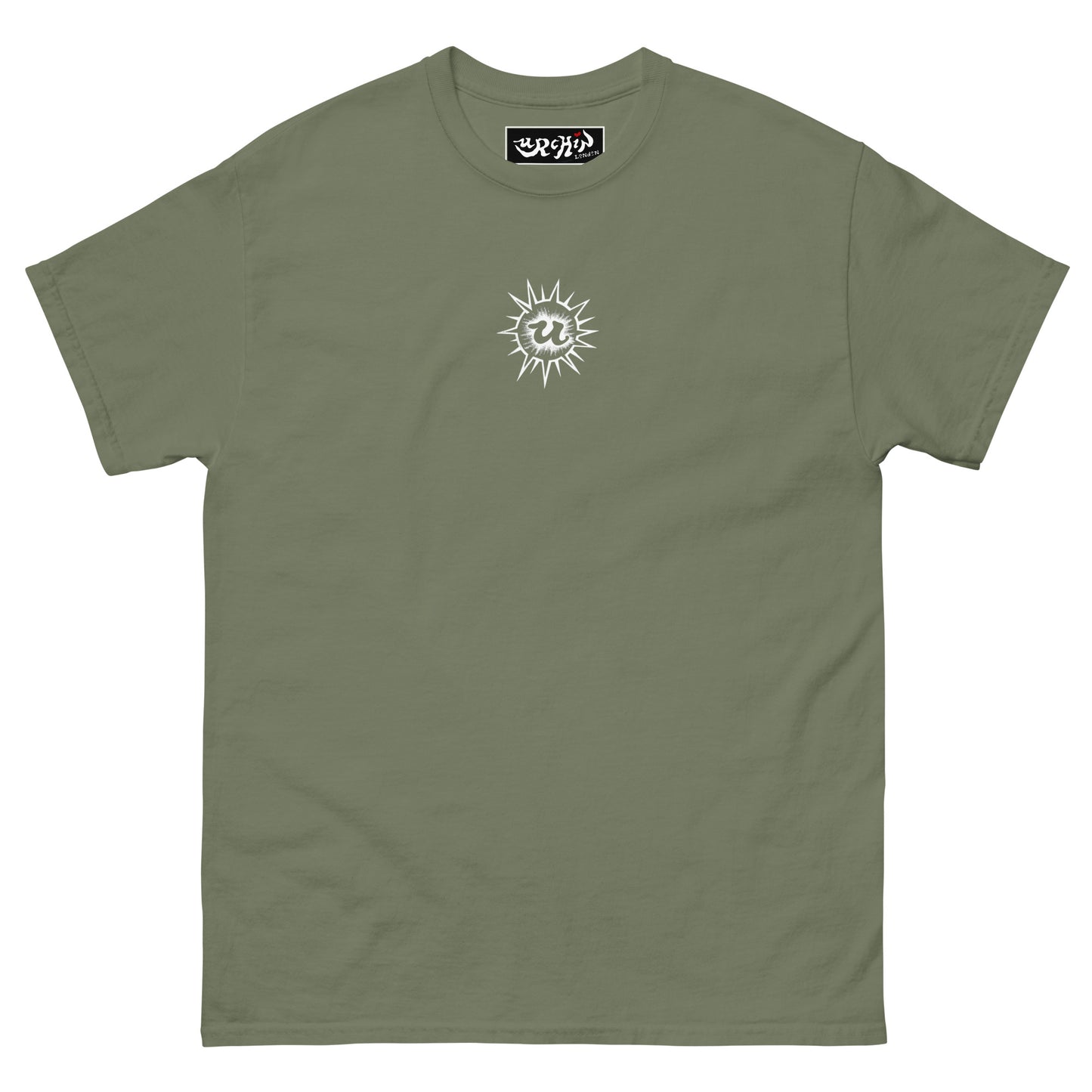URCHIN-'U URCHIN' Original Urchin 1996 White Logo. Cotton T Shirt. Choice of Colours. Unisex
