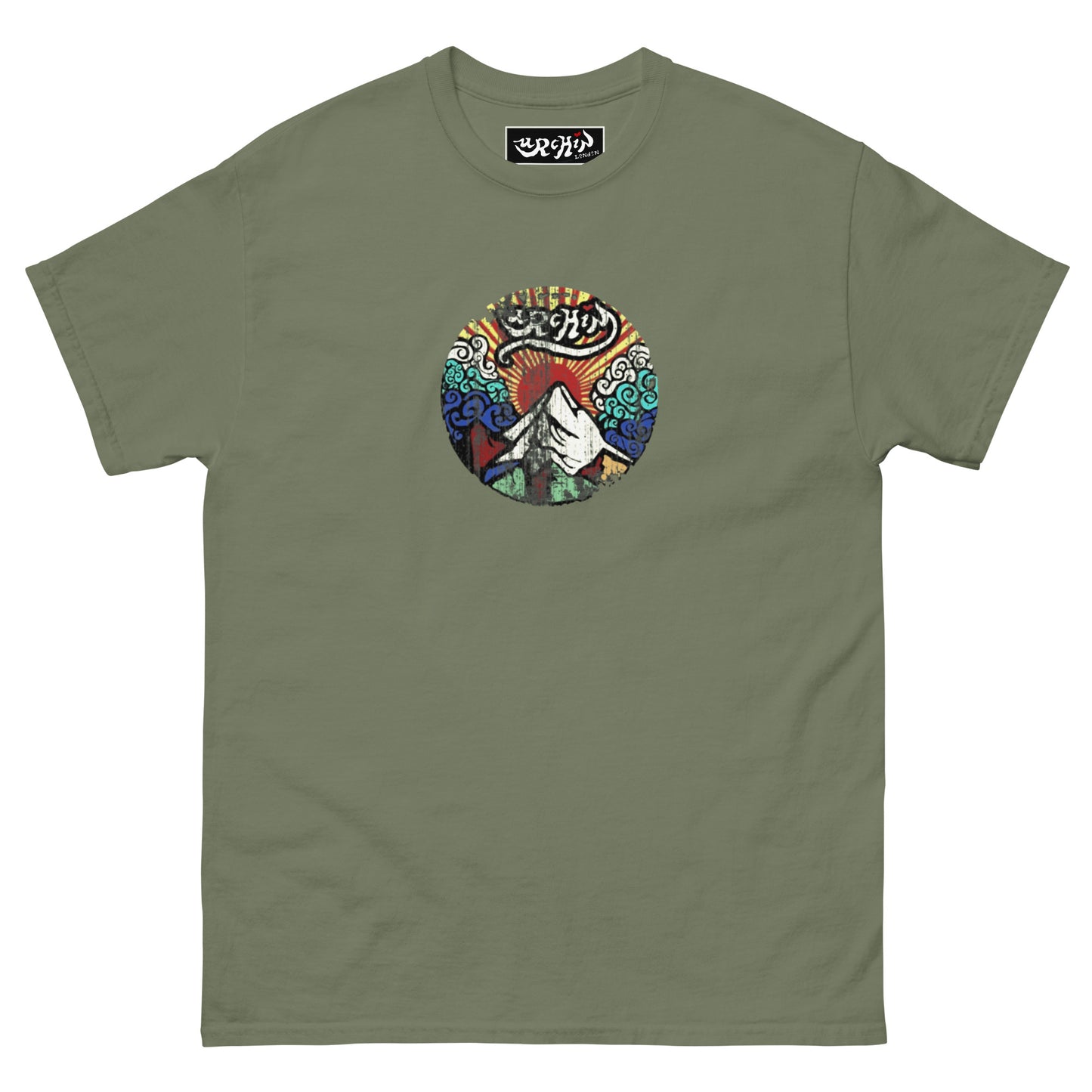 URCHIN -'Mountain Sunrise' Urchin Logo. Cotton T Shirt. Choice of Colours. Unisex.