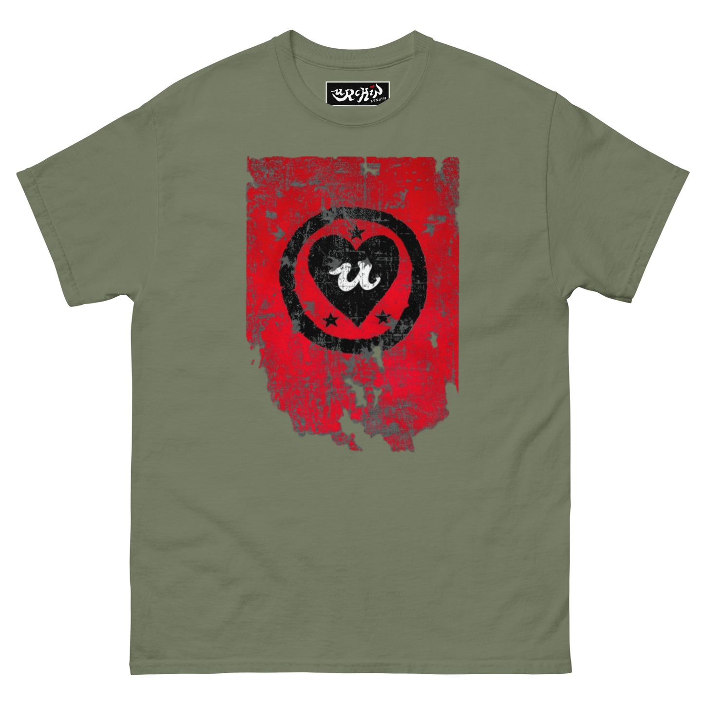 URCHIN Clothes -'LOVE U' Black on Red- Old Poster. Cotton T Shirt. Choice of Colours. Unisex.