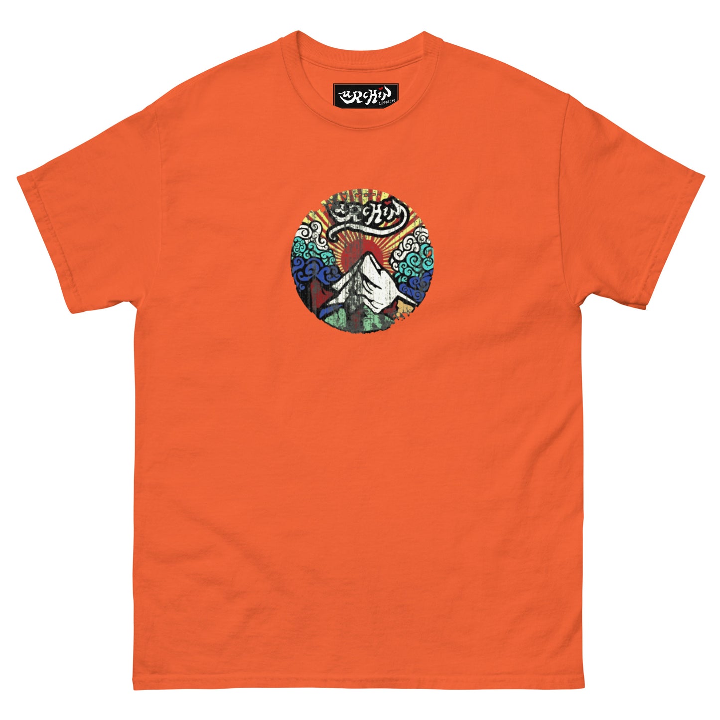 URCHIN -'Mountain Sunrise' Urchin Logo. Cotton T Shirt. Choice of Colours. Unisex.