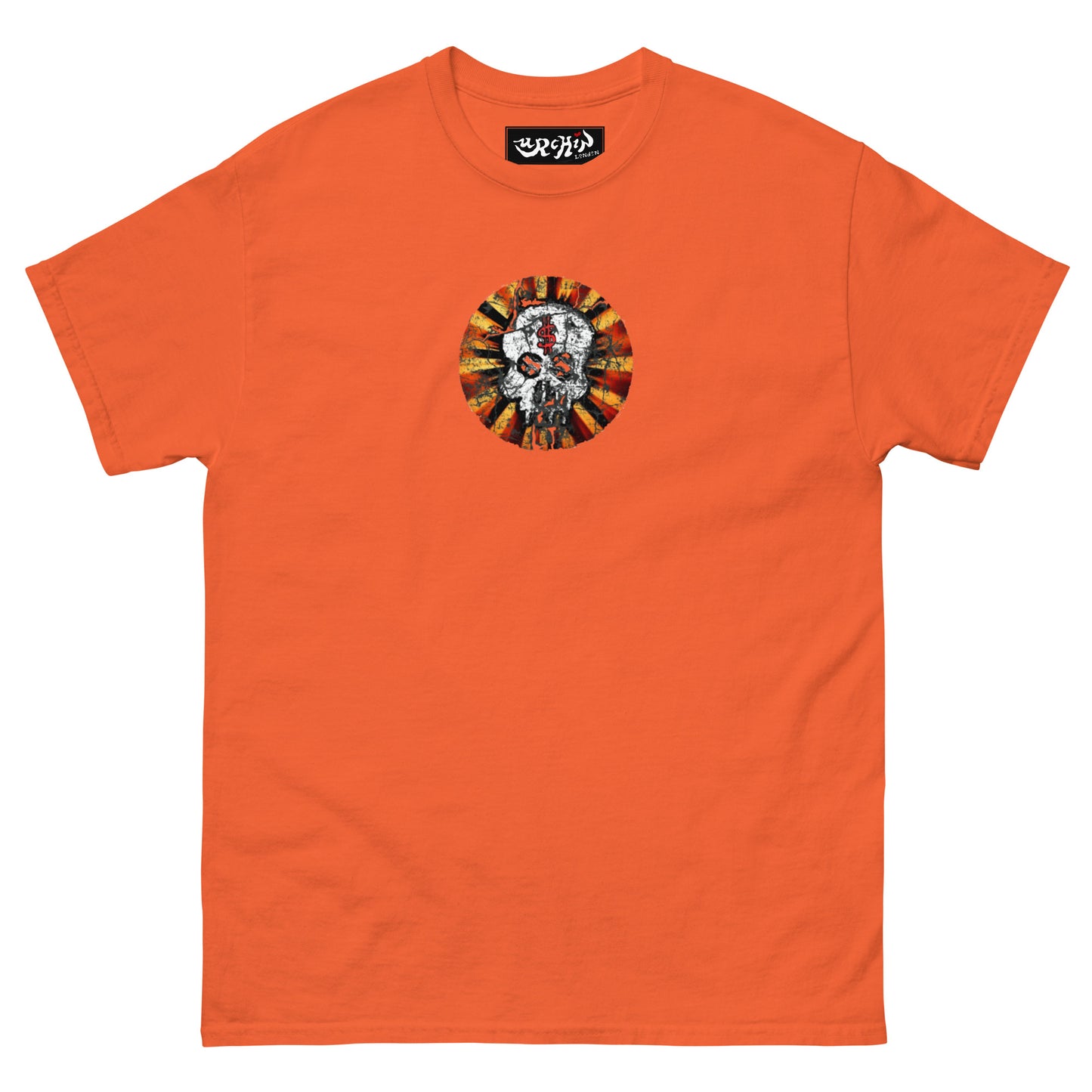 URCHIN -'DOLLAR SKULL' Cotton T Shirt. Choice of Light Colours. Unisex.