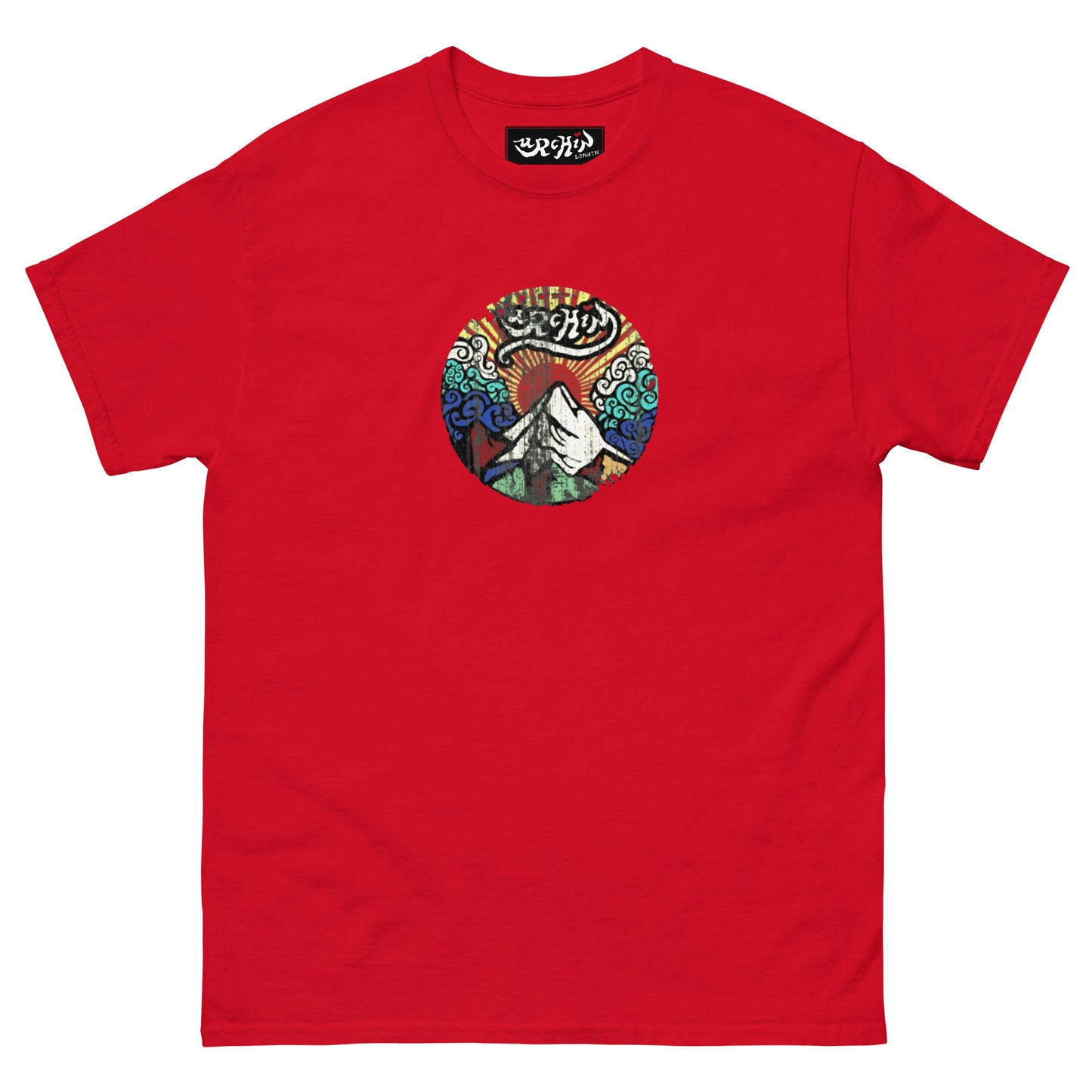 URCHIN -'Mountain Sunrise' Urchin Logo. Cotton T Shirt. Choice of Colours. Unisex.