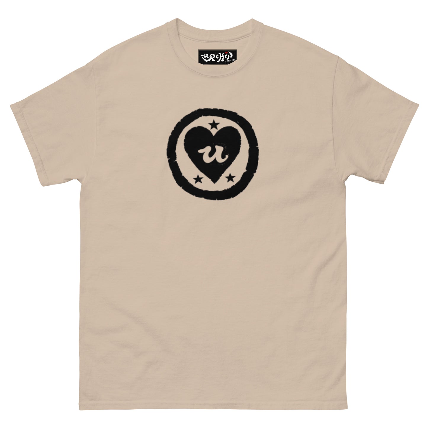 URCHIN-'LOVE U' Black Logo. Unisex Cotton T Shirt. Choice of Colours. Choice of Sizes.