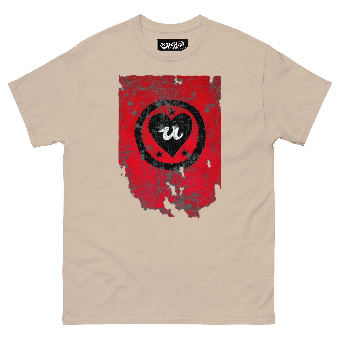 URCHIN Clothes -'LOVE U' Black on Red- Old Poster. Cotton T Shirt. Choice of Colours. Unisex.
