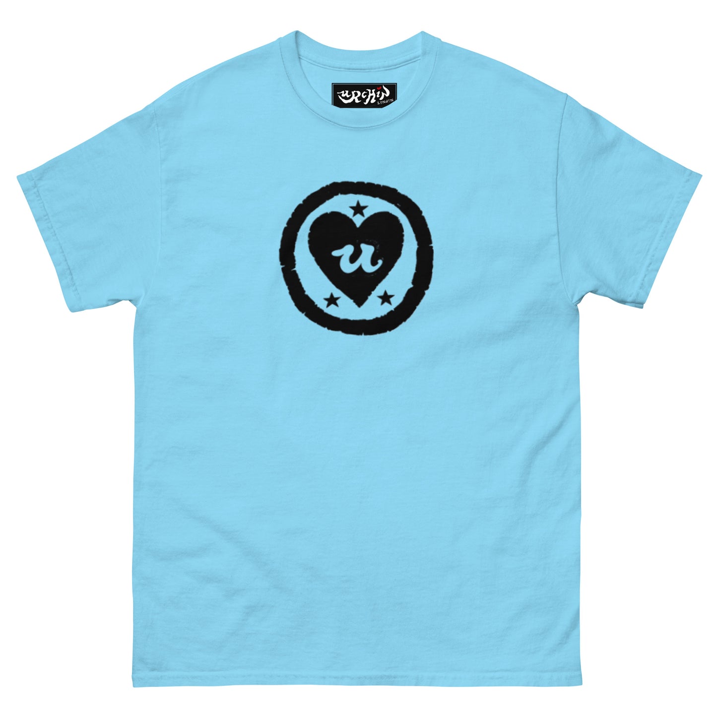 URCHIN-'LOVE U' Black Logo. Unisex Cotton T Shirt. Choice of Colours. Choice of Sizes.