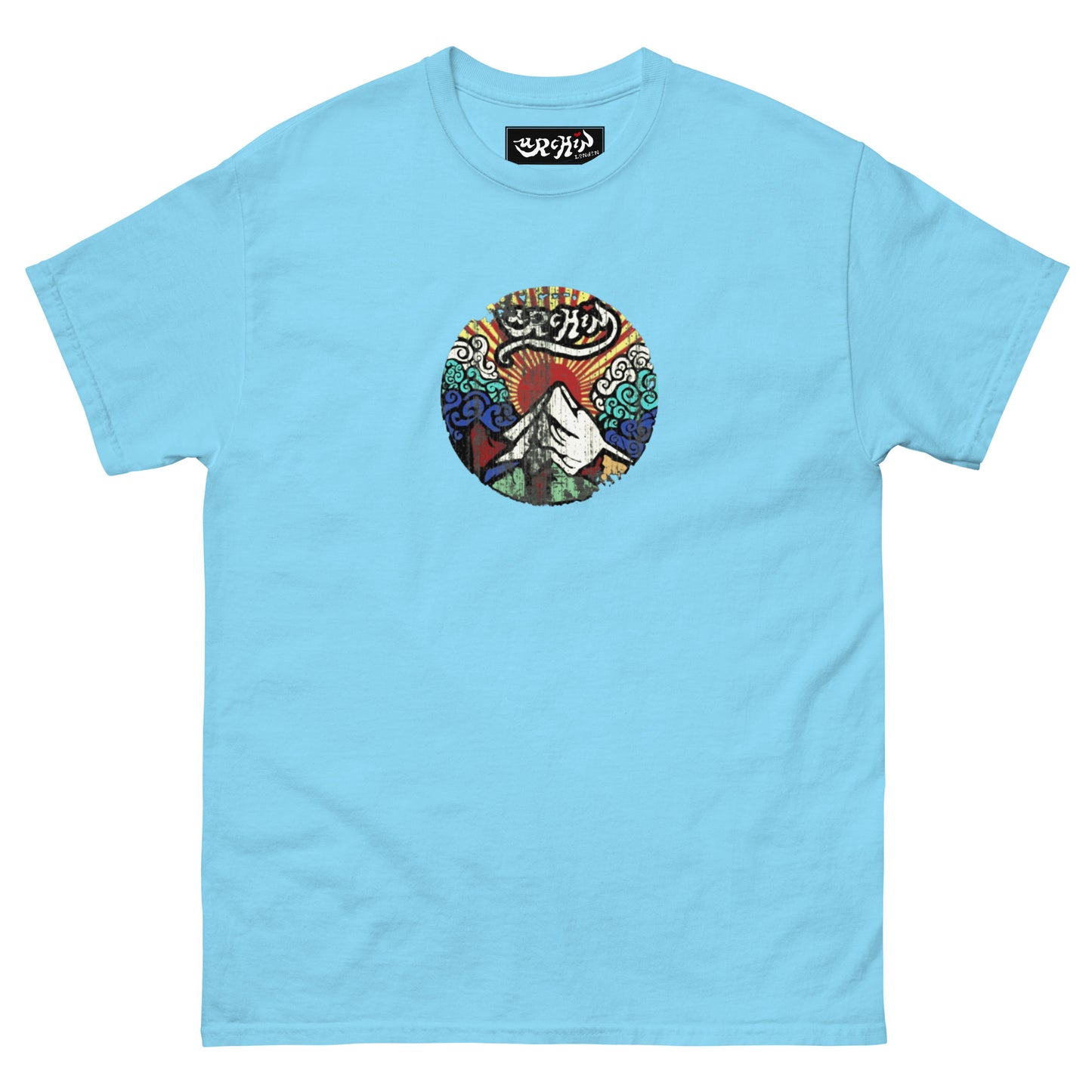 URCHIN -'Mountain Sunrise' Urchin Logo. Cotton T Shirt. Choice of Colours. Unisex.
