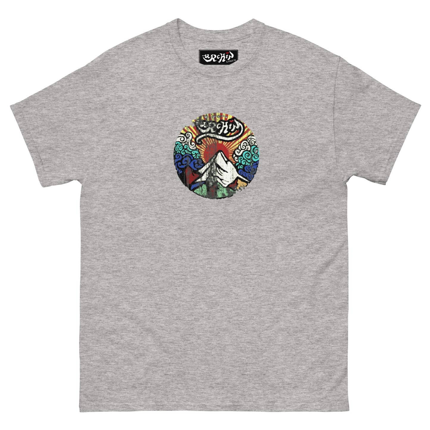 URCHIN -'Mountain Sunrise' Urchin Logo. Cotton T Shirt. Choice of Colours. Unisex.