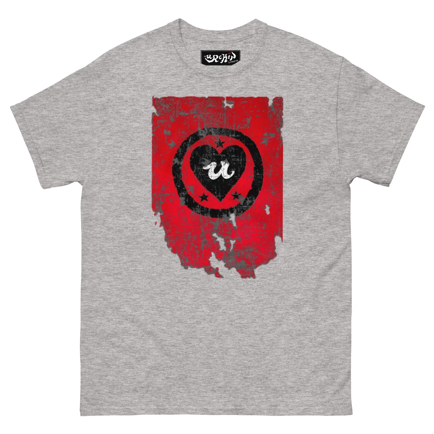 URCHIN Clothes -'LOVE U' Black on Red- Old Poster. Cotton T Shirt. Choice of Colours. Unisex.