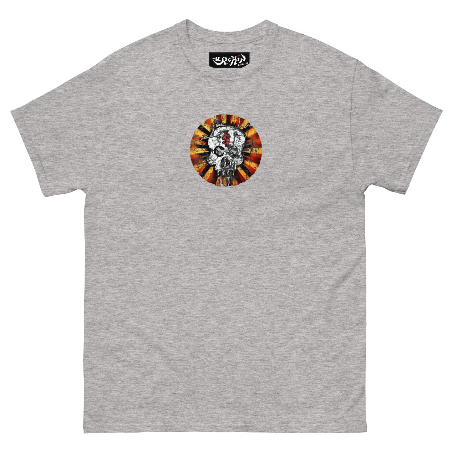 URCHIN -'DOLLAR SKULL' Cotton T Shirt. Choice of Light Colours. Unisex.