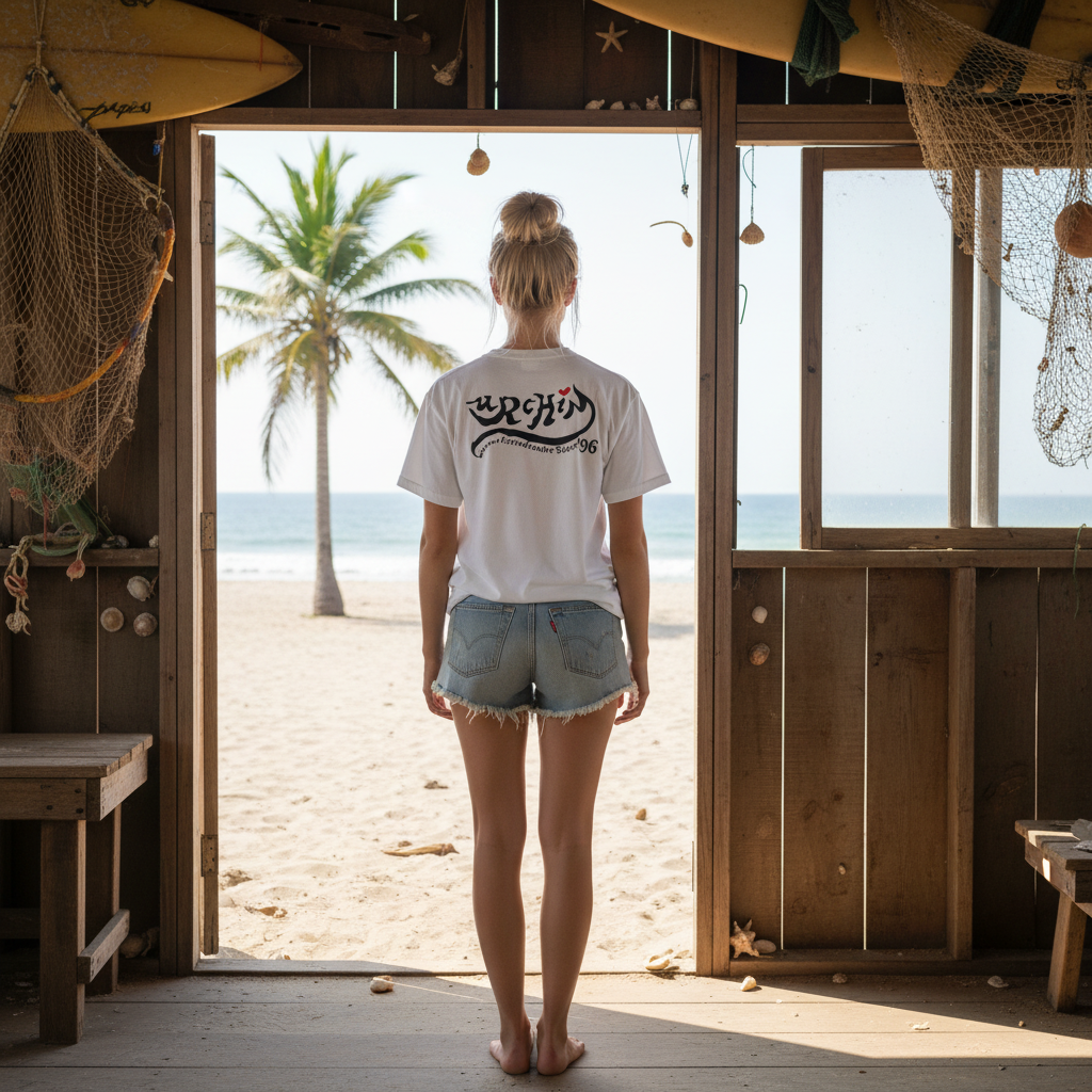 URCHIN -'SURFER SUNRISE'. Round. Cotton T Shirt. Choice of Colours. Unisex.