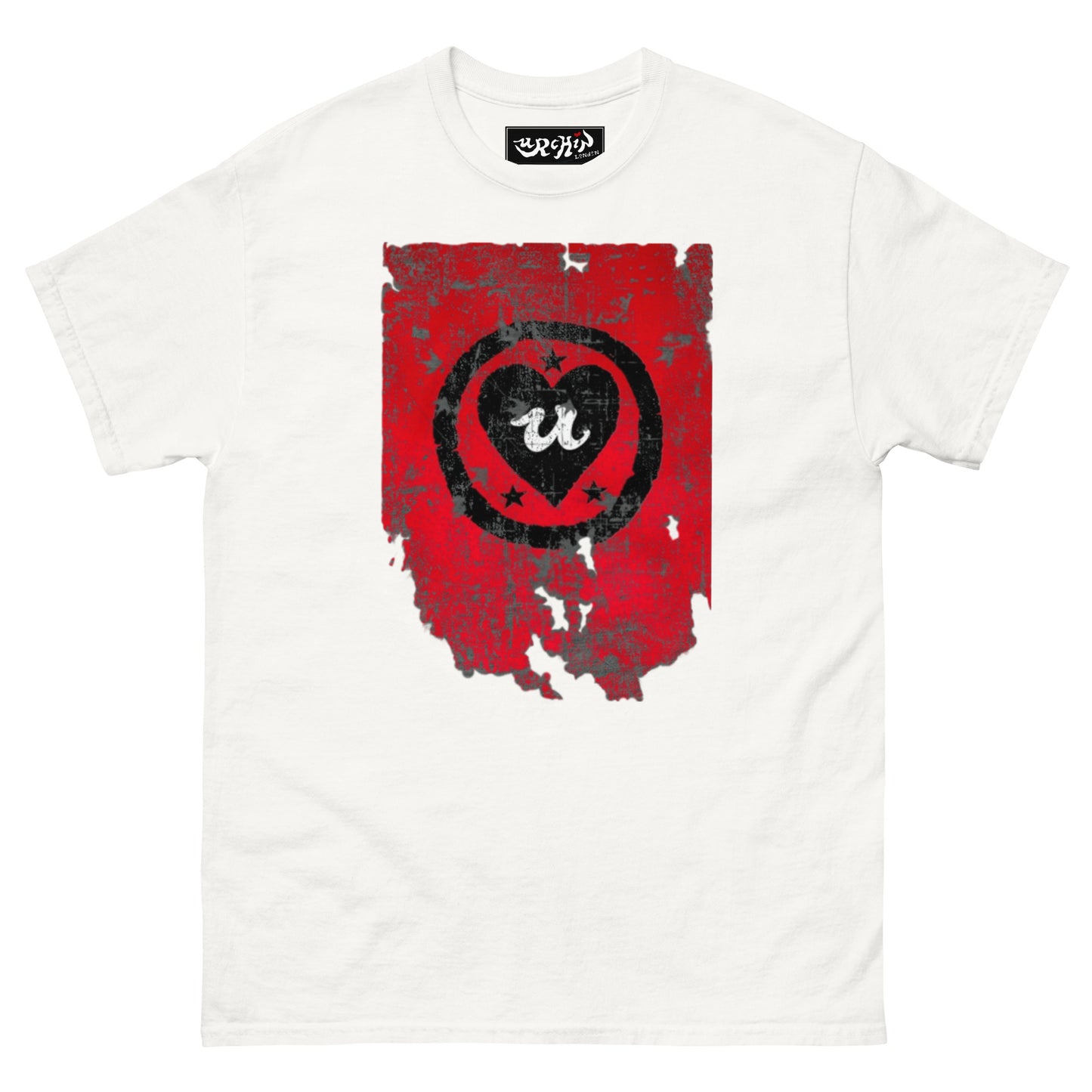 URCHIN Clothes -'LOVE U' Black on Red- Old Poster. Cotton T Shirt. Choice of Colours. Unisex.