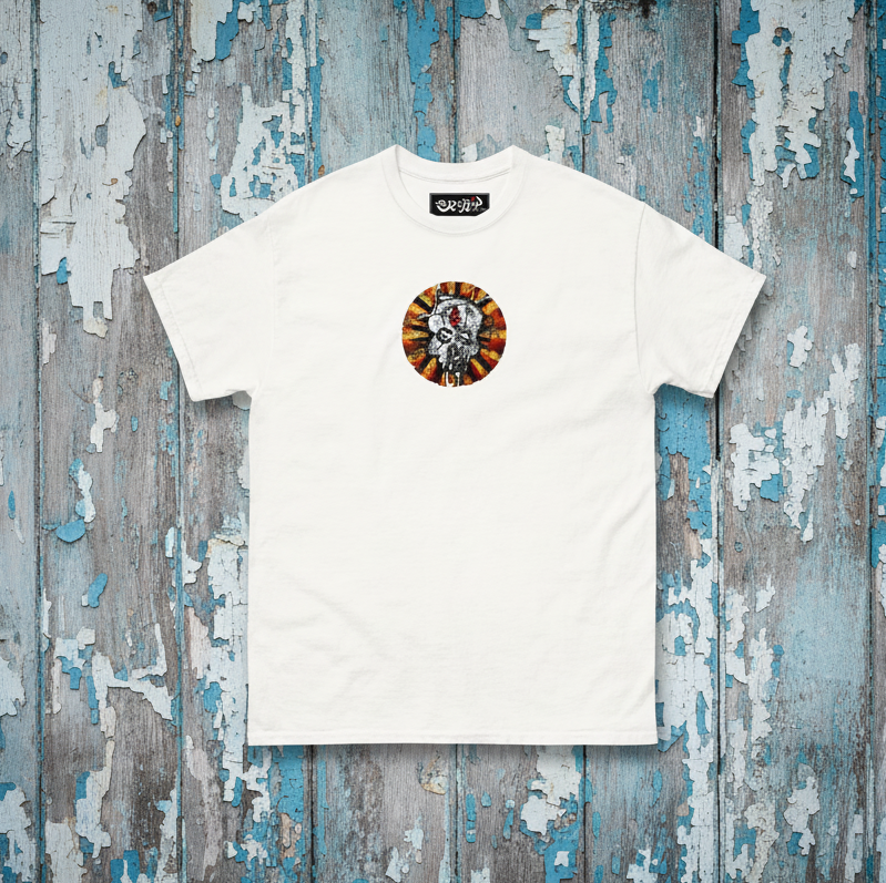URCHIN -'DOLLAR SKULL' Cotton T Shirt. Choice of Light Colours. Unisex.