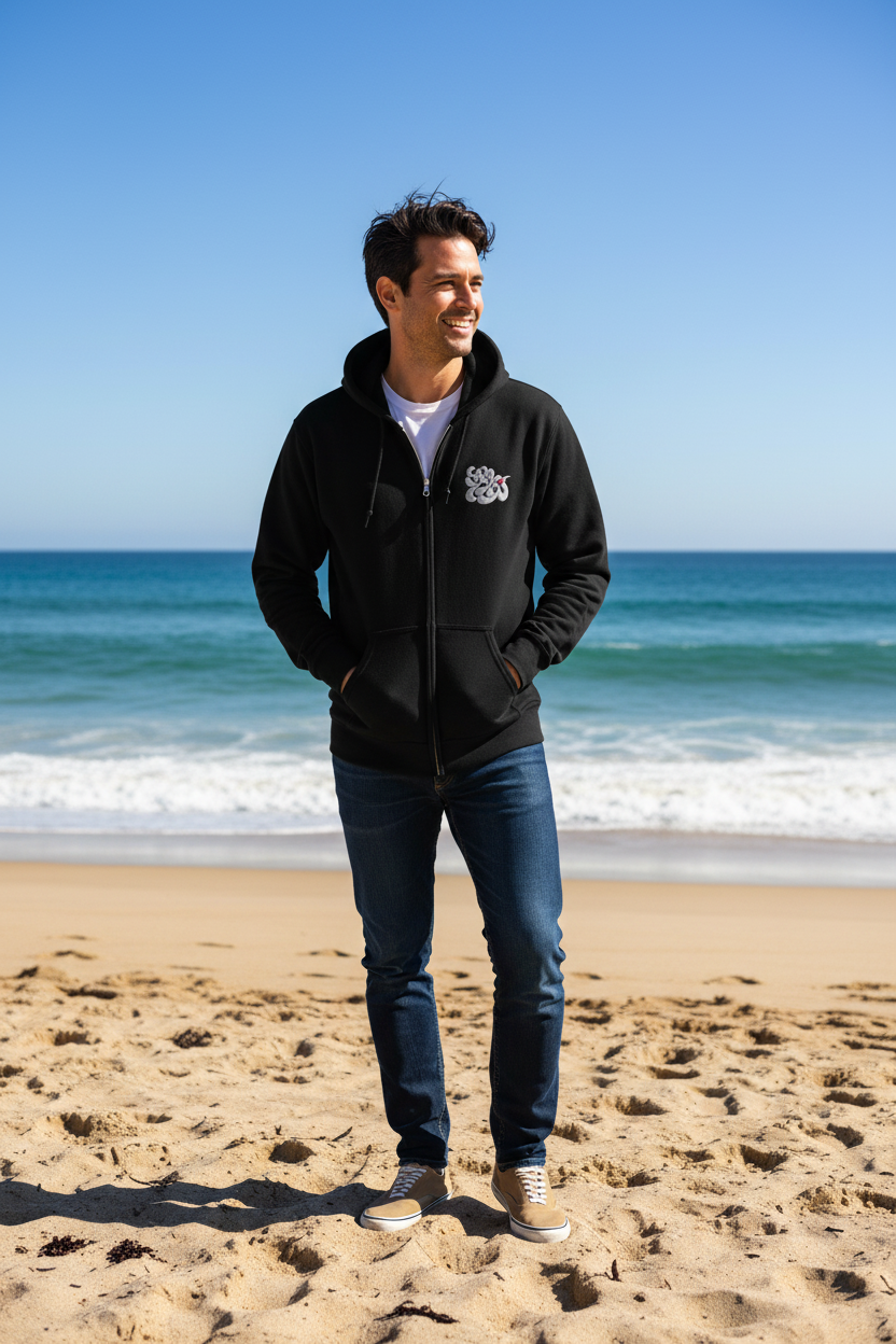 URCHIN 'SOFT URCHIN' Embroidered White Logo. Unisex heavy blend zip hoodie.