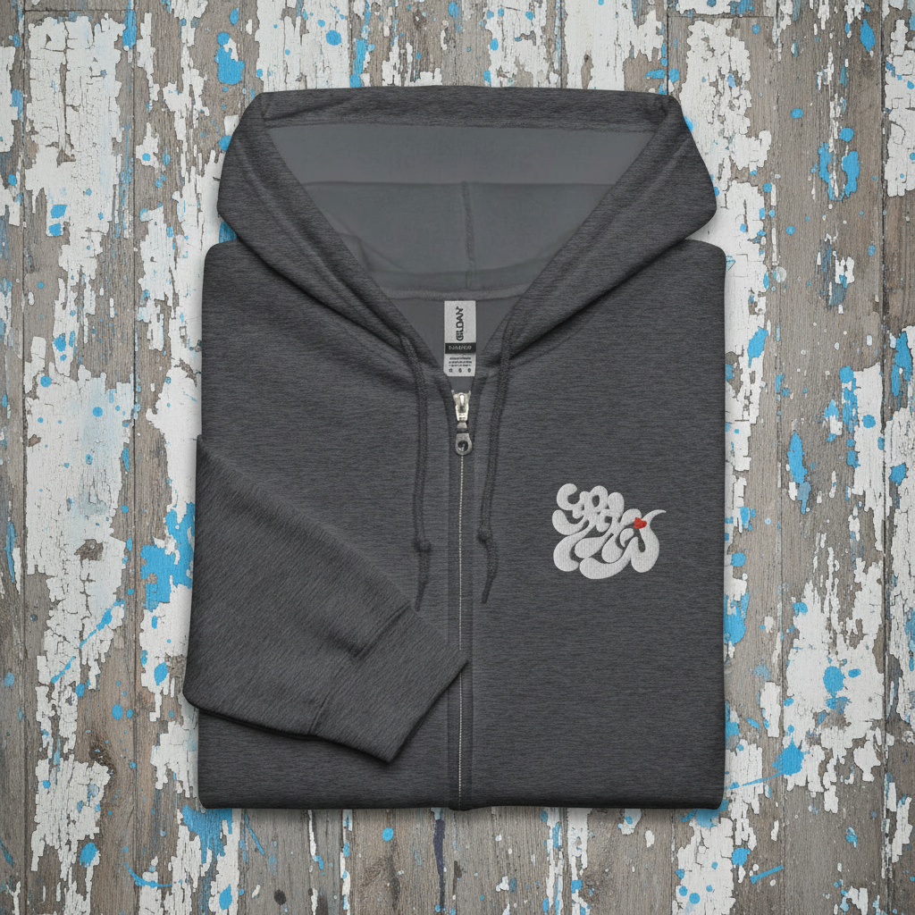 URCHIN 'SOFT URCHIN' Embroidered White Logo. Unisex heavy blend zip hoodie.