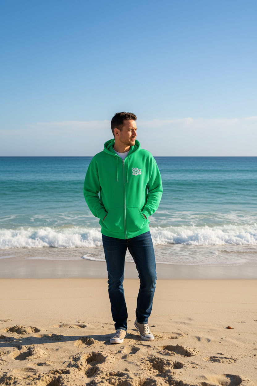 URCHIN 'SOFT URCHIN' Embroidered White Logo. Unisex heavy blend zip hoodie.