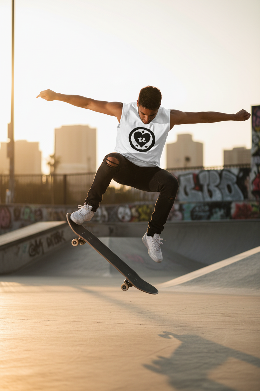 URCHIN LOVE U. Black Logo. White Muscle T Shirt/Tank Top. Unisex