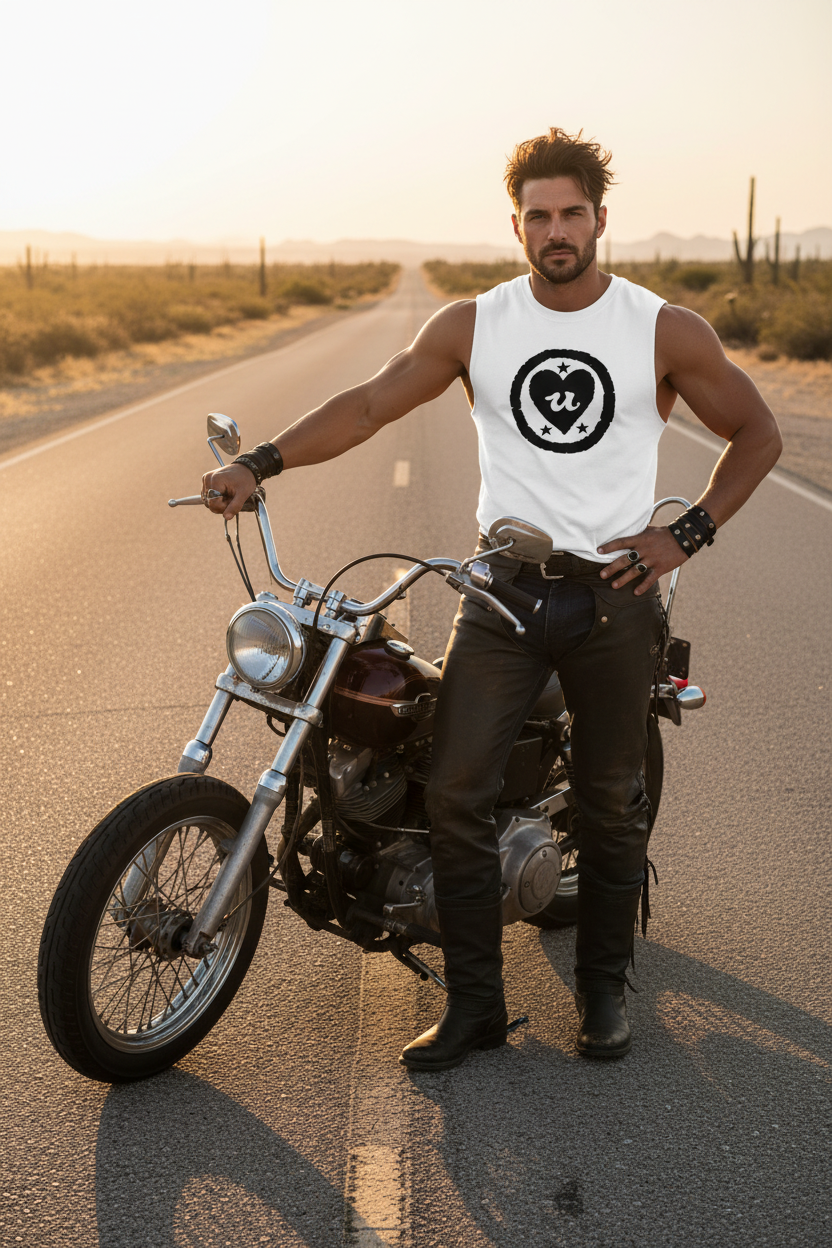 URCHIN LOVE U. Black Logo. White Muscle T Shirt/Tank Top. Unisex