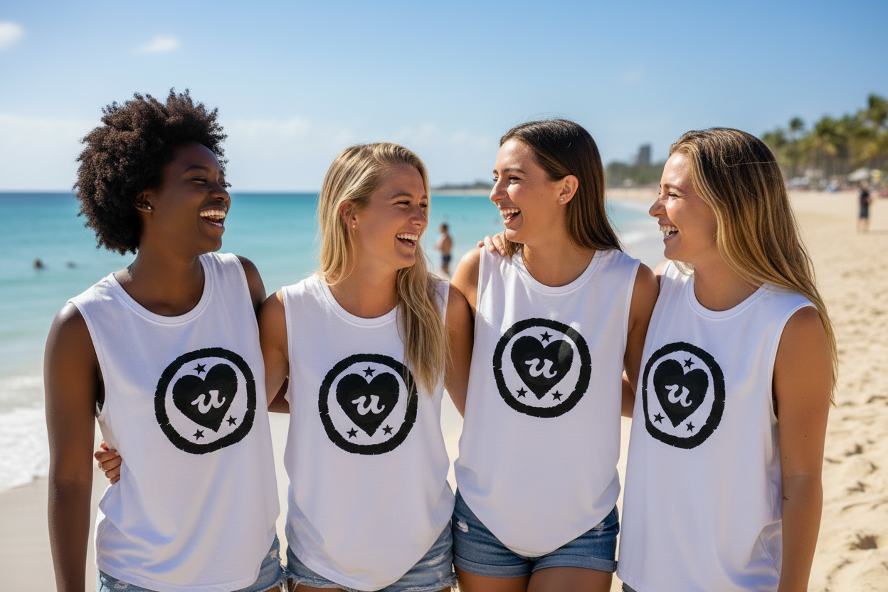 URCHIN LOVE U. Black Logo. White Muscle T Shirt/Tank Top. Unisex
