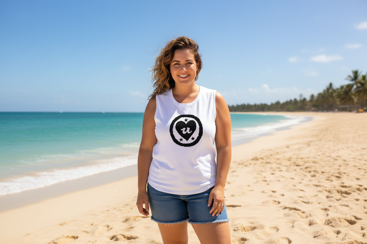 URCHIN LOVE U. Black Logo. White Muscle T Shirt/Tank Top. Unisex