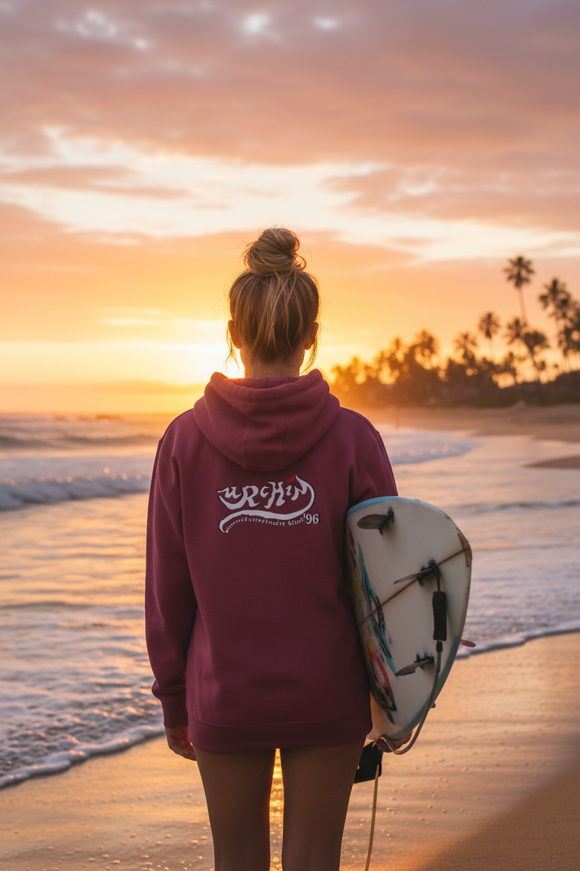 URCHIN 'SOFT URCHIN' WHITE LOGO Unisex Hoodie. Choice of Colours.