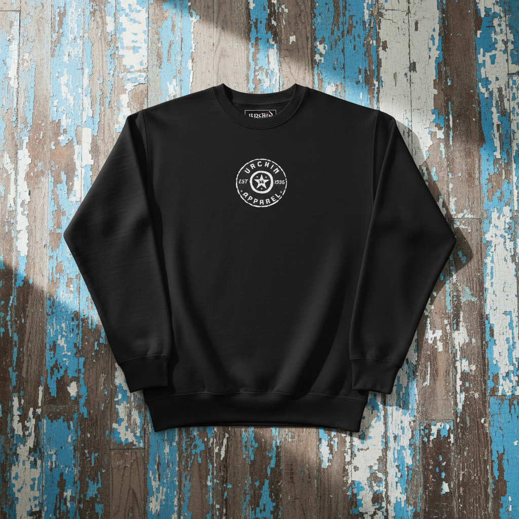 URCHIN 'Urchin Apparel U Star' B&W Logo. Choice of Dark Colours. Unisex Premium Sweatshirt